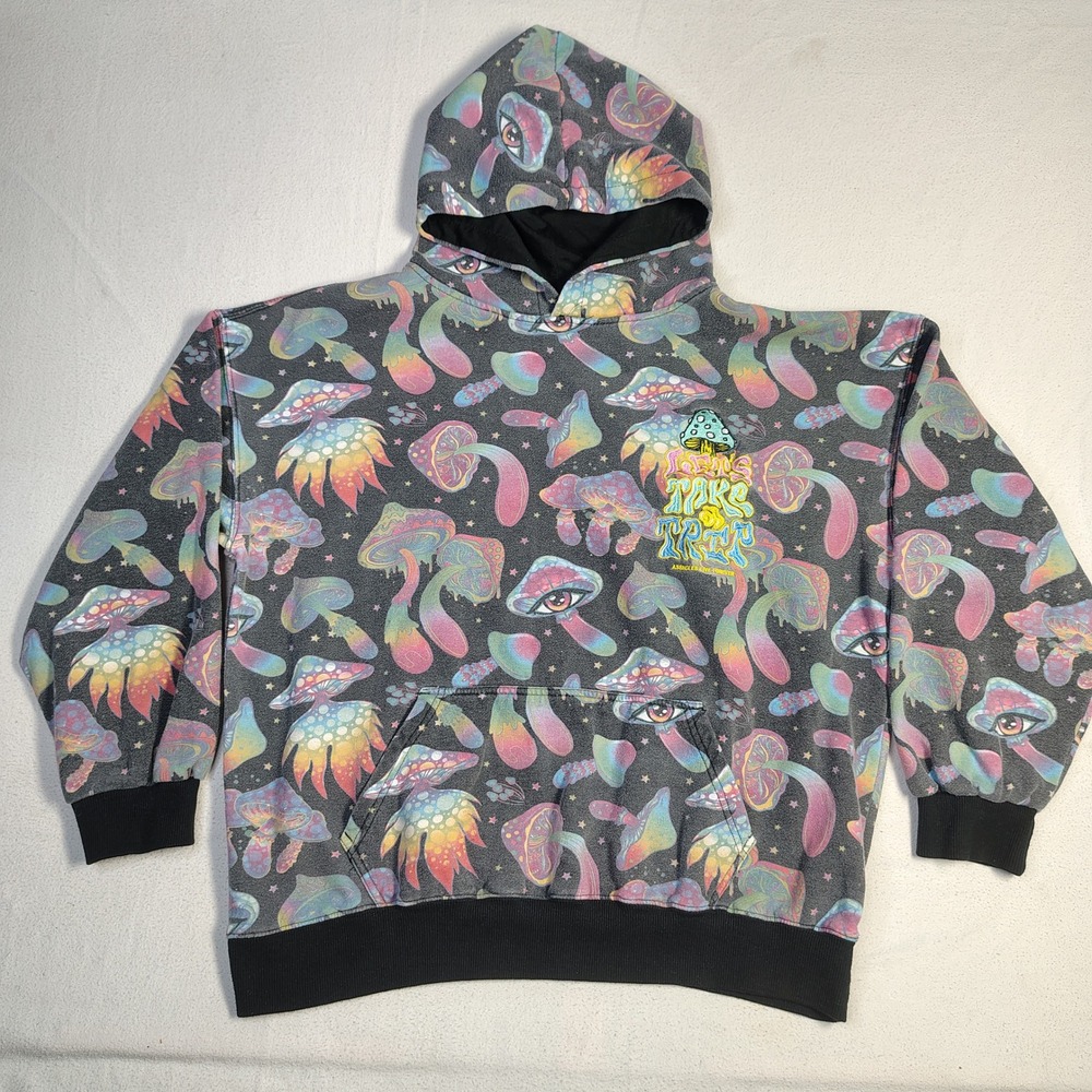 Assholes*s Live Forever Let's Take A Trip Hoodie Large Mushroom Psychedelic
